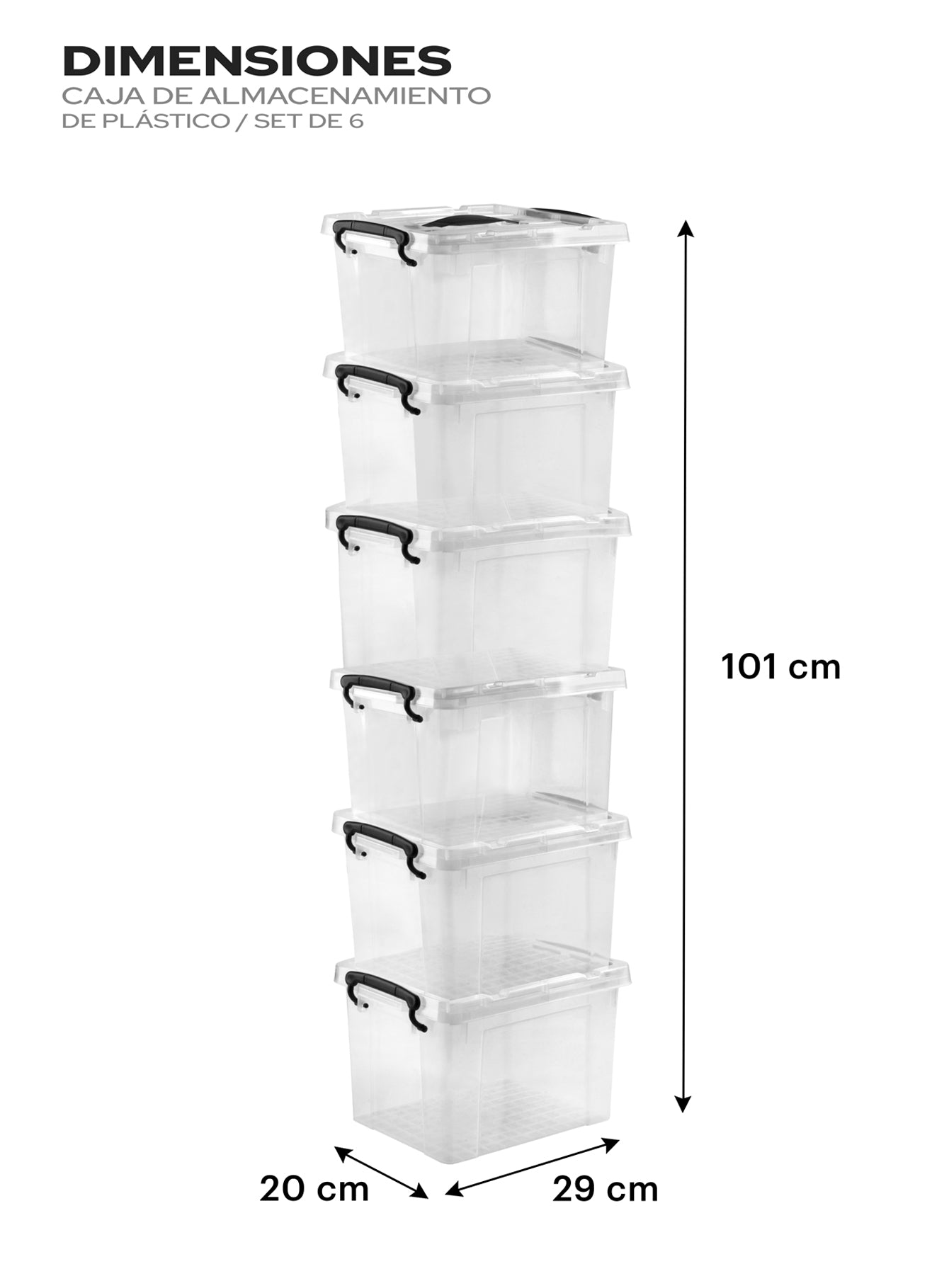 Cajas de almacenamiento, Set de 6 piezas plástico opaco capacidad de 6 litros