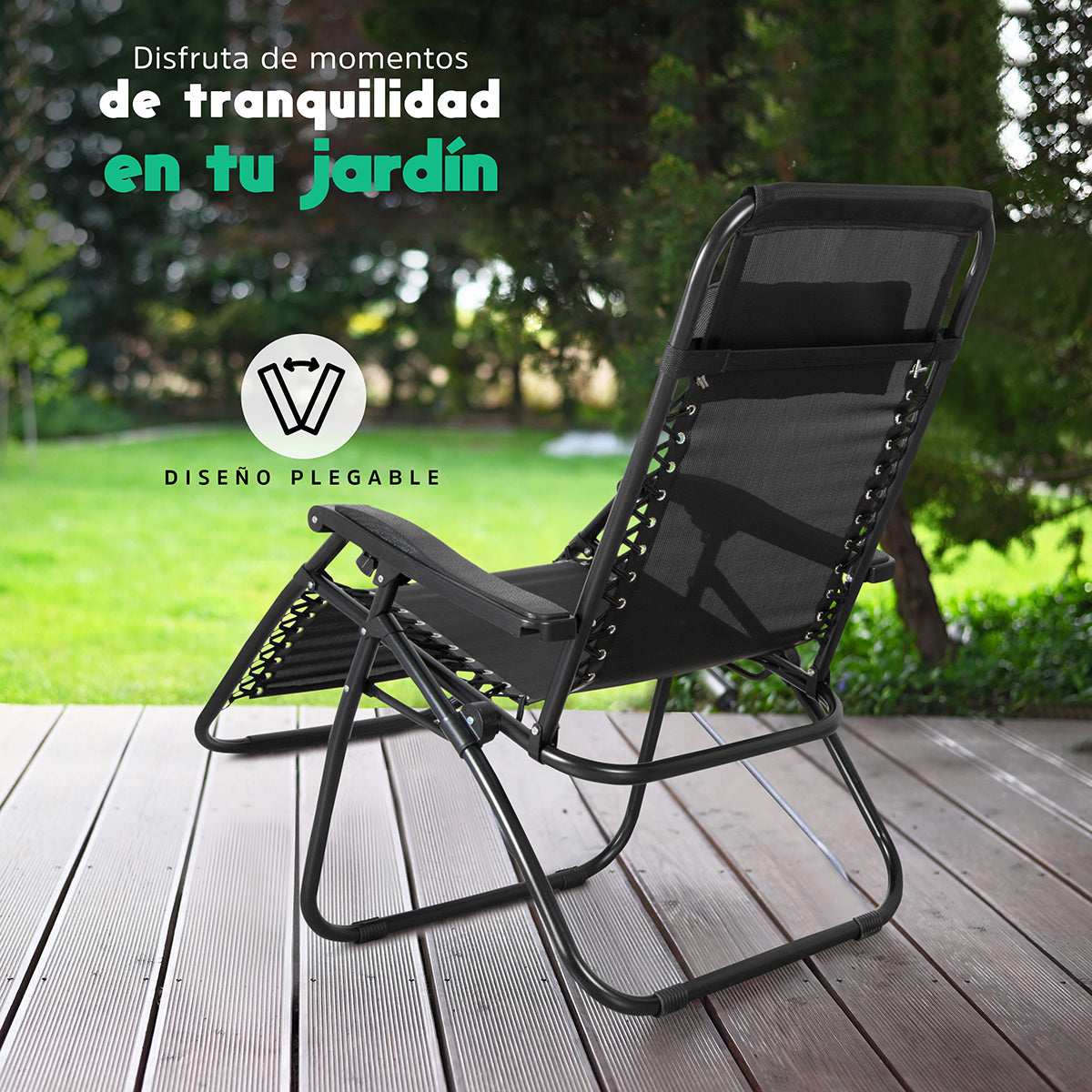 Silla Camastro plegable Set de 2 sillas de descanso para jardín