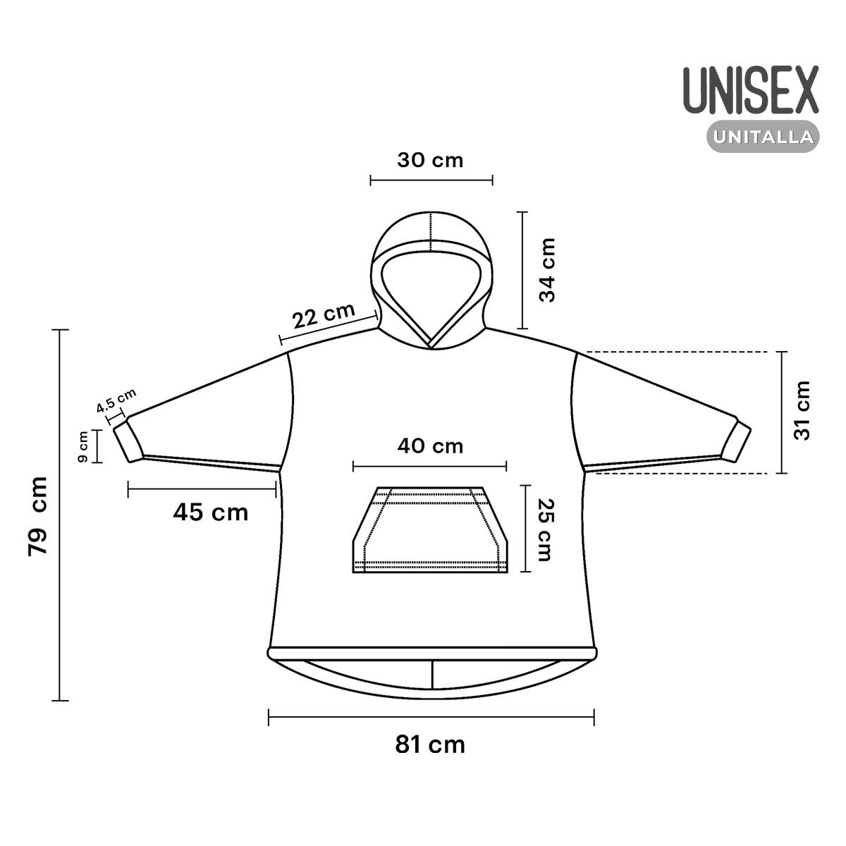 Hoodie cobija gigante unisex GRIS
