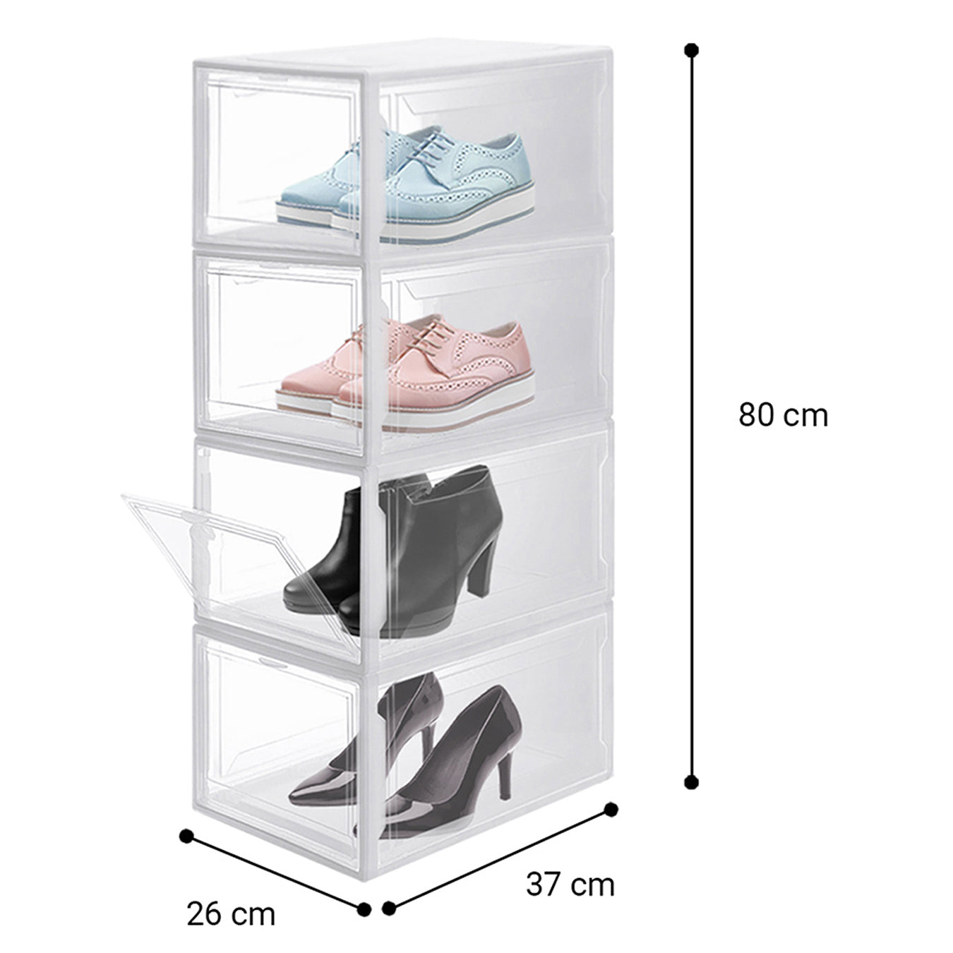 Sneakers box premium zapatera Alexa negro set de 4 piezas.