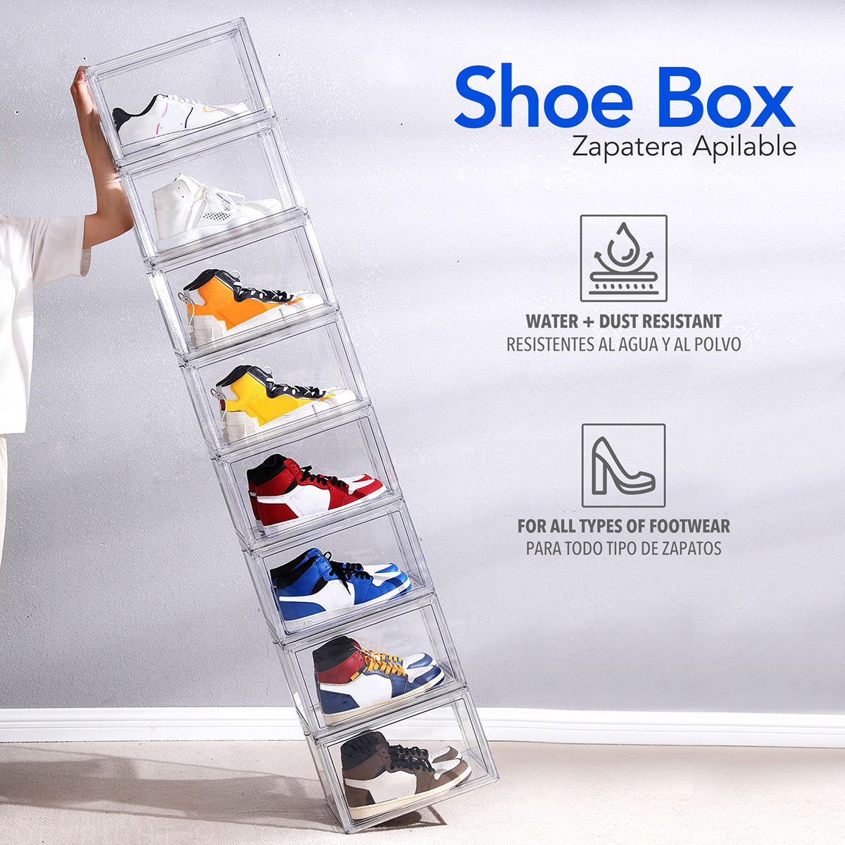 Zapatera apilable Payton 16 pzas acrílico AG BOX