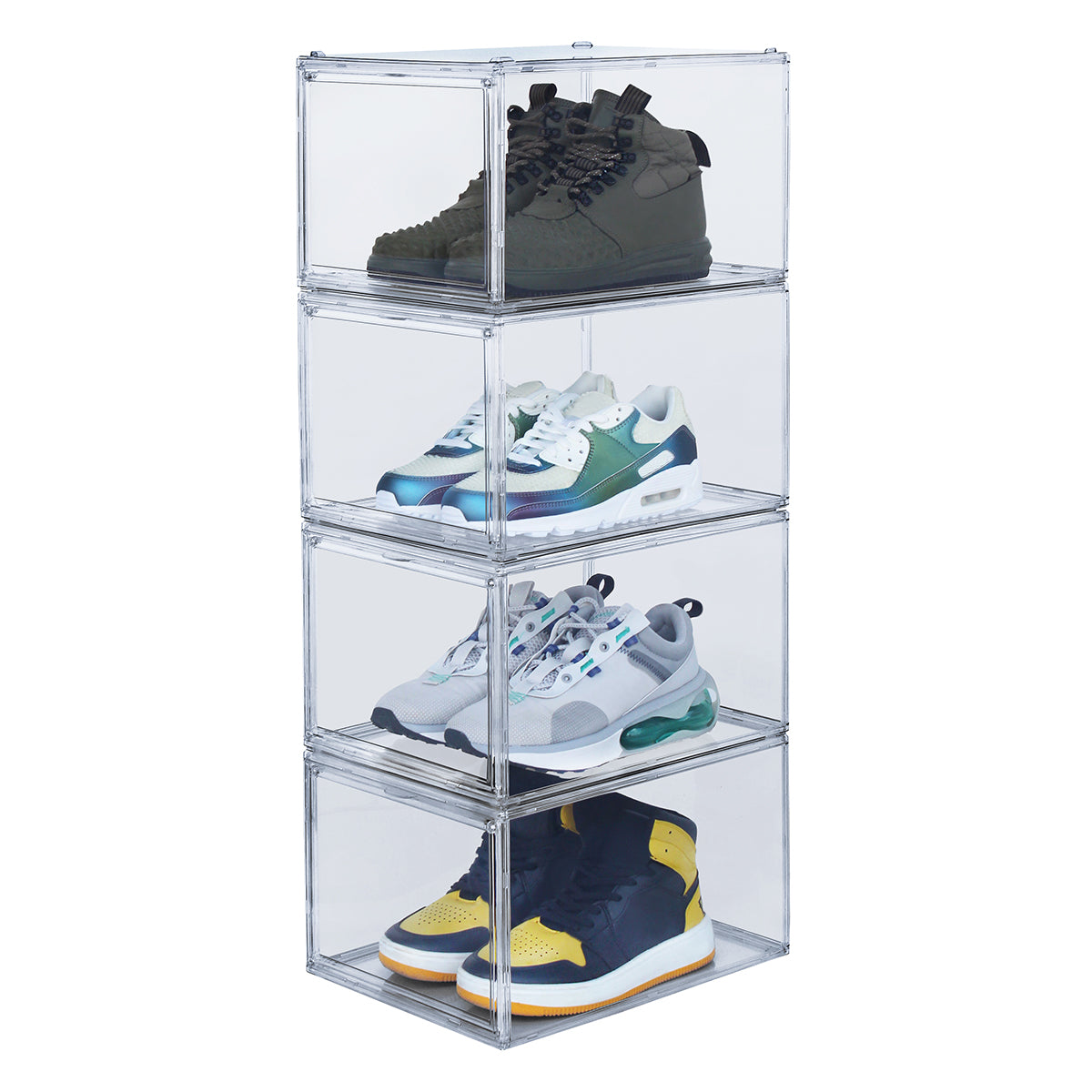 GENNIE 4 Piezas Premium Cajas Zapatos Transparentes Apilables, Caja para  Zapatillas Transparente, Shoe Box Organizador de Sneaker, Almacenaje Zapatos  y Bambas, Sneaker Box con Cierre Magnético. : : Hogar y cocina
