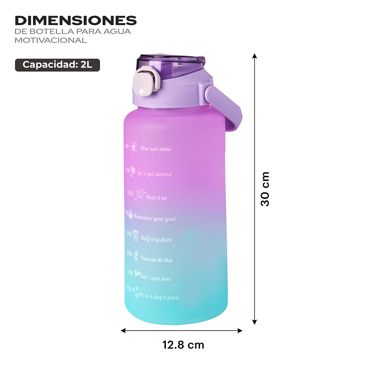 Botella de agua motivacional capacidad 2 litros – AG BOX