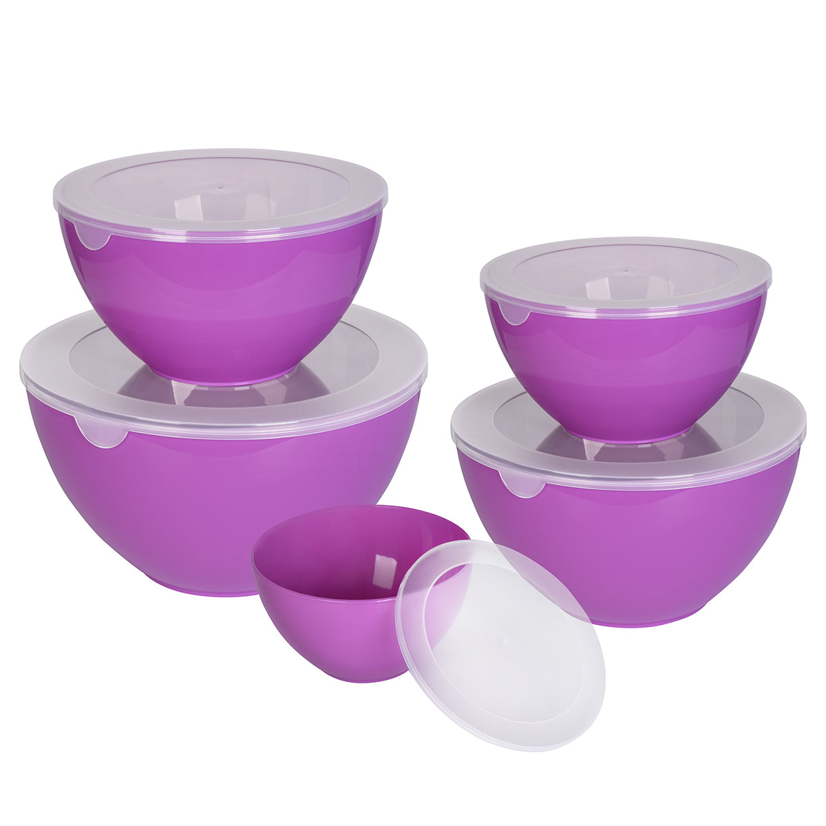 Bowls de plástico con tapa Set de 5 pzas