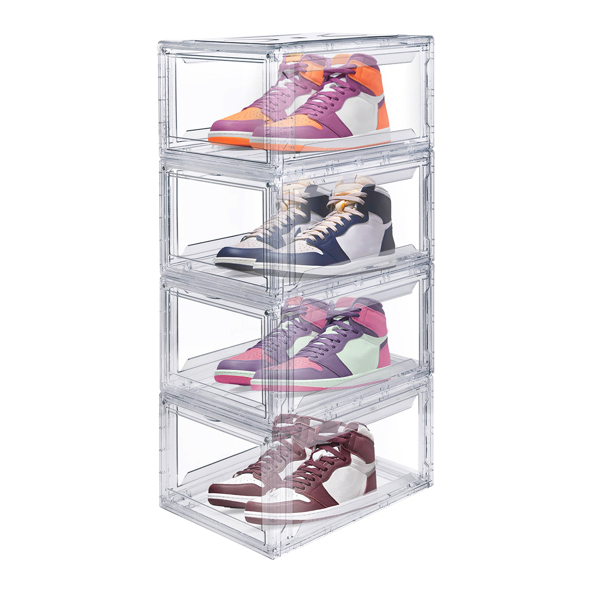 Sneakers Box AGBOX Premium Transparent Stackable Shoe Racks 4pack Agbox