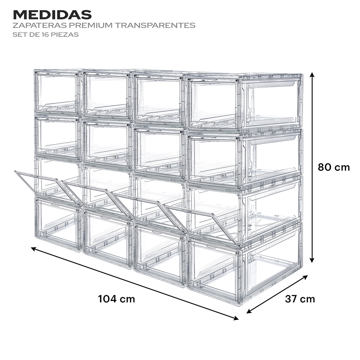 Zapatera apilable Alexa 16 pzas acrílico transparente AG BOX