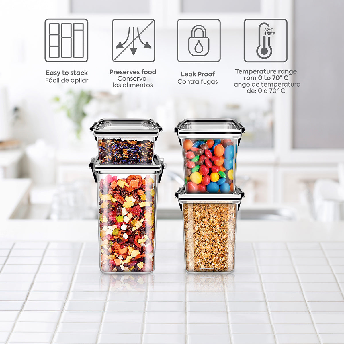 Set 4 pcs Airtight containers for food storage AGBOX 