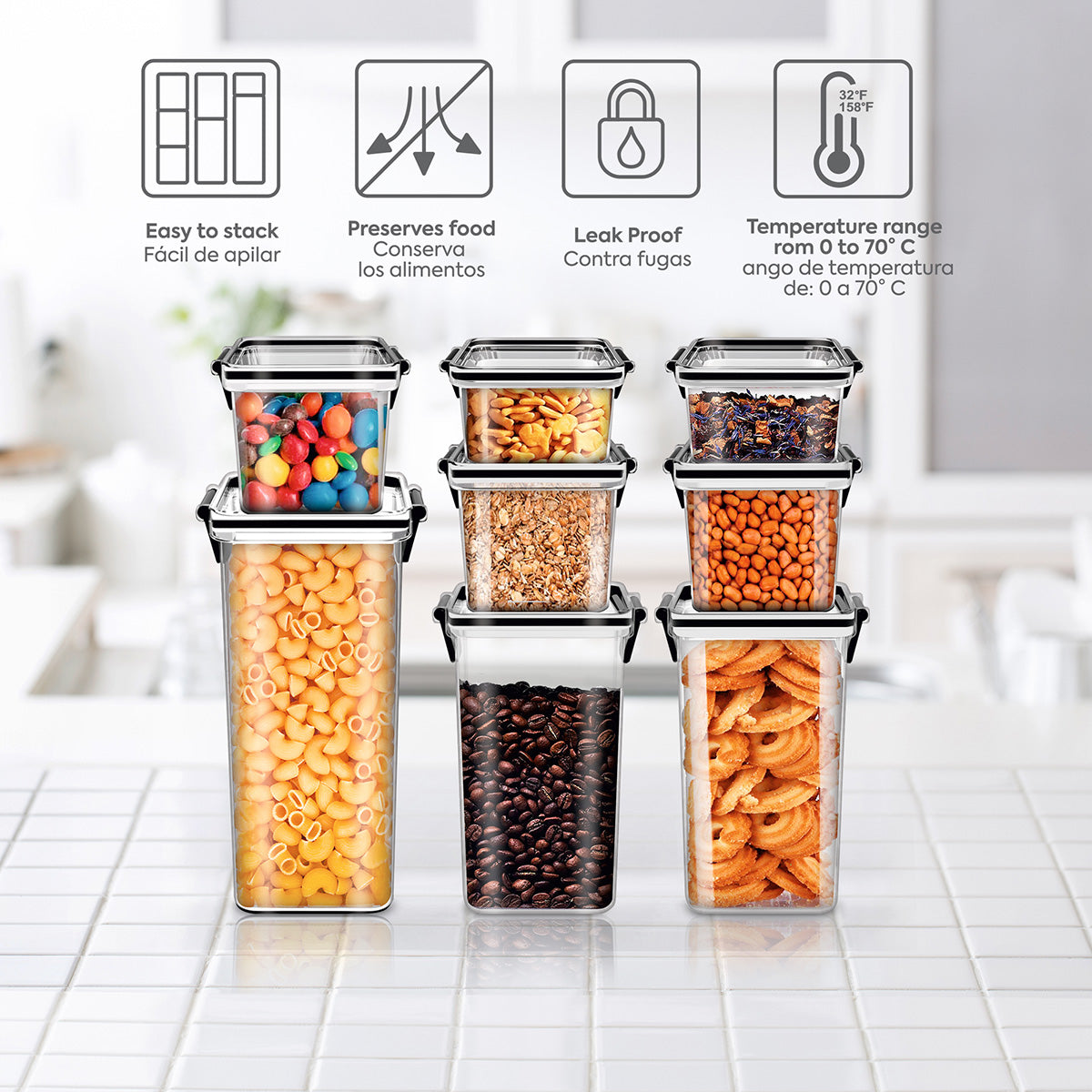 Set 8 pcs Airtight Containers for Food Storage AGBOX 