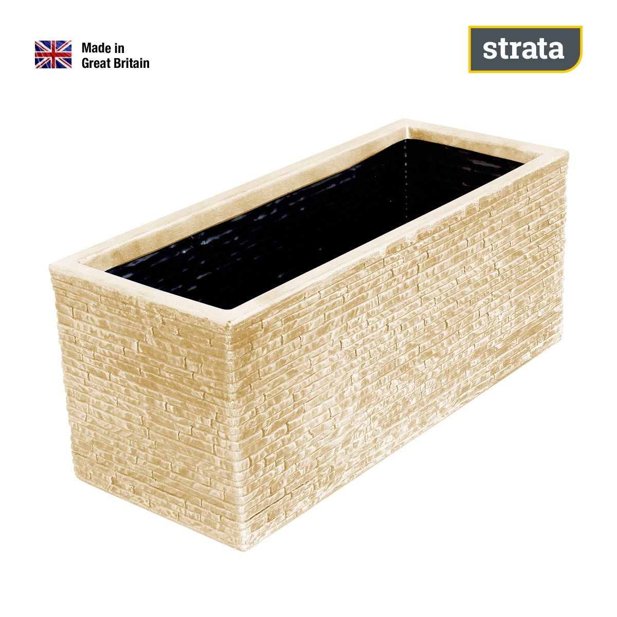 Rectangular planter pot super resistant in beige plastic with ash effect Strata GN576