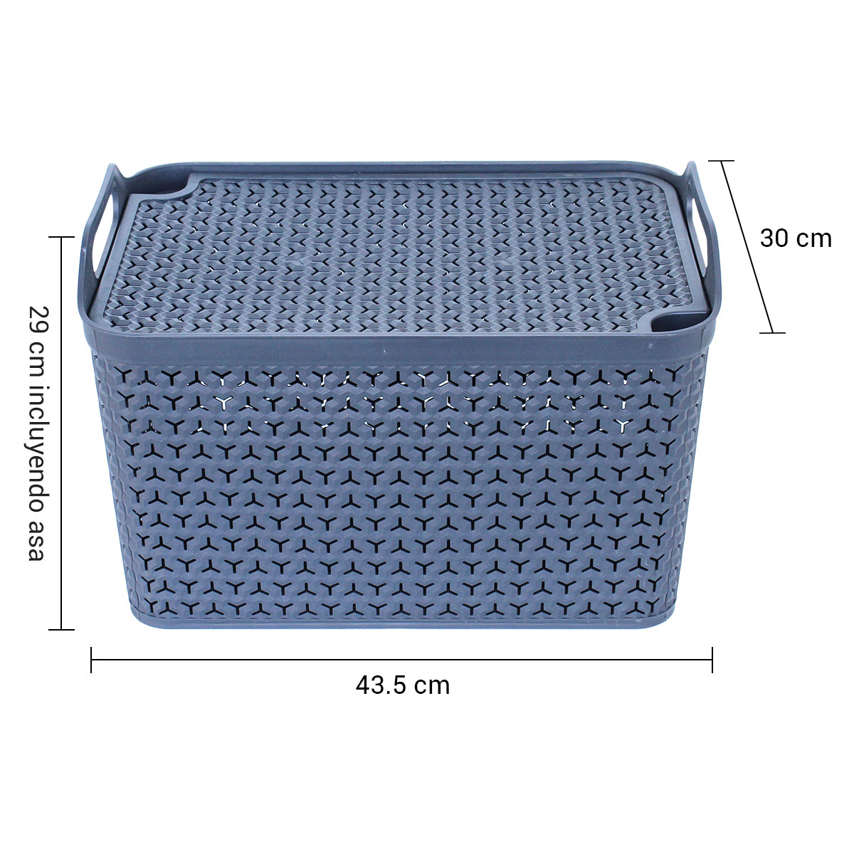 Stackable basket Large multi-purpose resistant basket made of recycled plastic Charcoal Gray Strata HW124