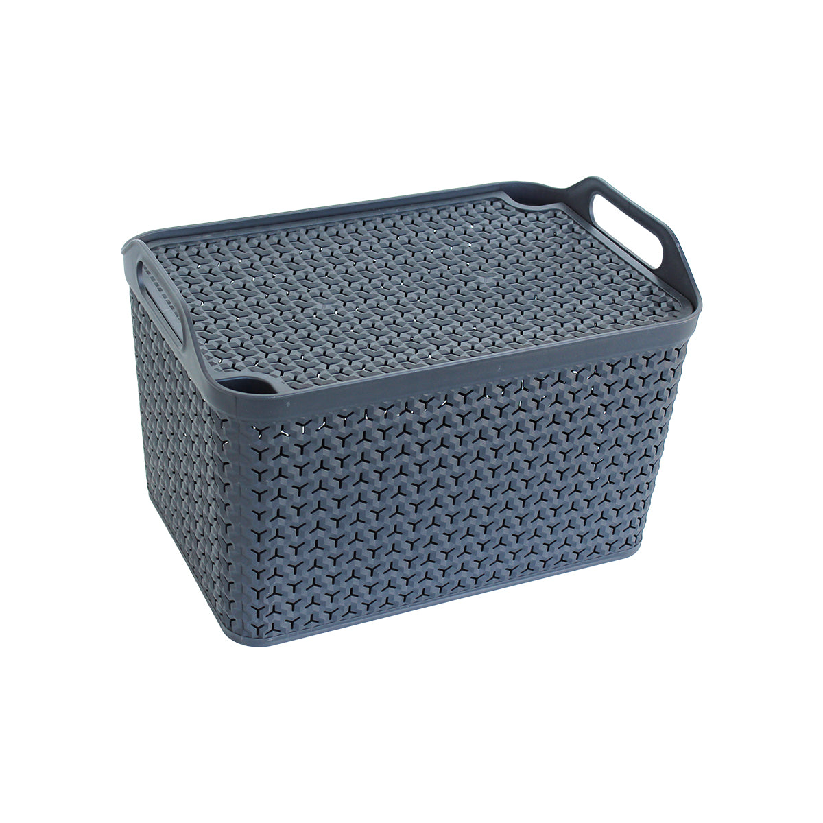 Stackable basket Large multi-purpose resistant basket made of recycled plastic Charcoal Gray Strata HW124