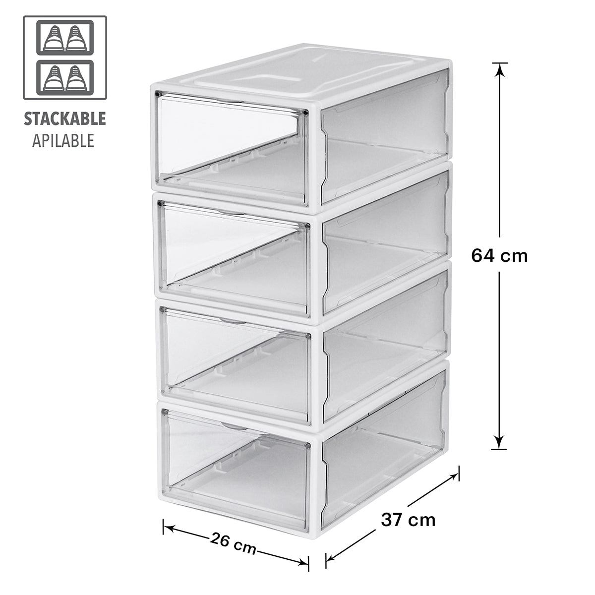 Sneakers Box small Agbox Premium Stackable Shoe Racks White 4pack
