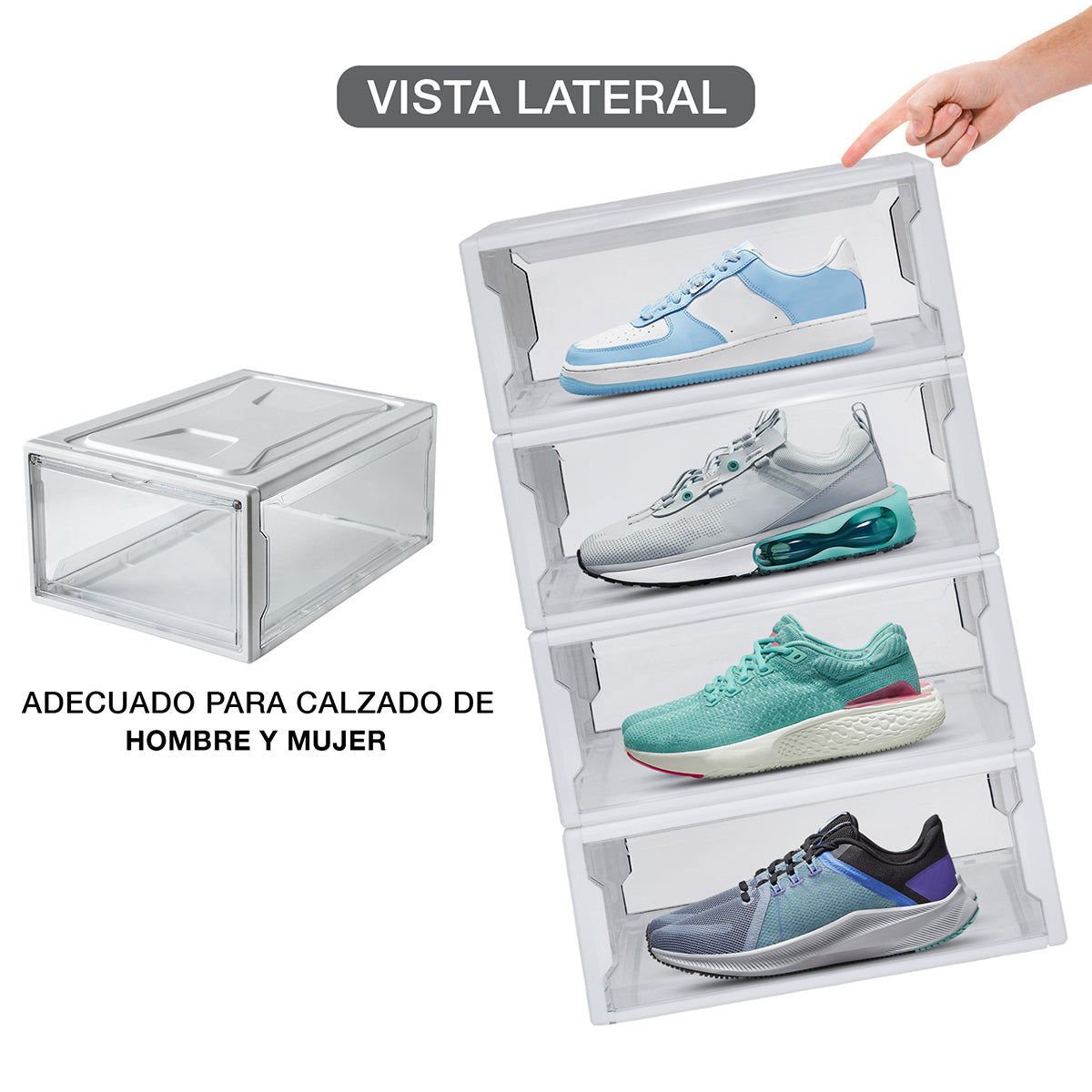 Sneakers Box  Small Premium Zapatera Blanca Wendy Set 4 piezas.