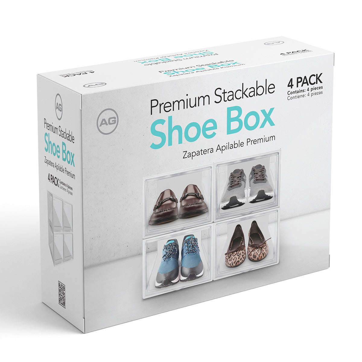 Sneakers Box small Agbox Premium Stackable Shoe Racks White 4pack